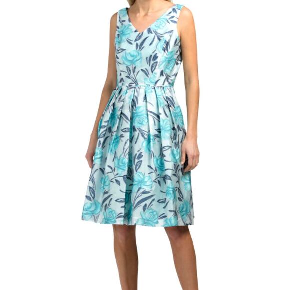 New TAHARI ASL Women's Floral Print V-neck Fit & Flare Party Mini Dress - Picture 1 of 8